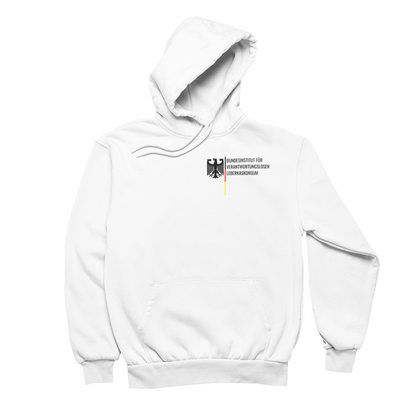 Bundesinstitut verantwortungslosen Leberkaskonsum Brustprint | Unisex Hoodie