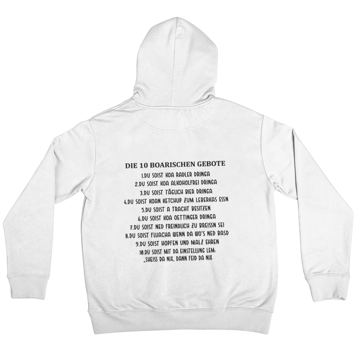 10 boarischen Gebote Backprint |  Unisex Hoodie