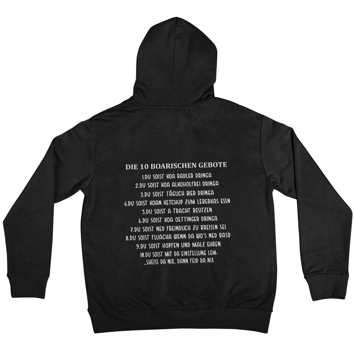 10 boarischen Gebote Backprint |  Unisex Hoodie