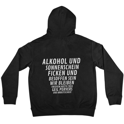 Alkohol und Sonnenschein Backprint | Unisex Hoodie