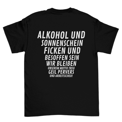 Alkohol und Sonnenschein Backprint | Unisex Shirt